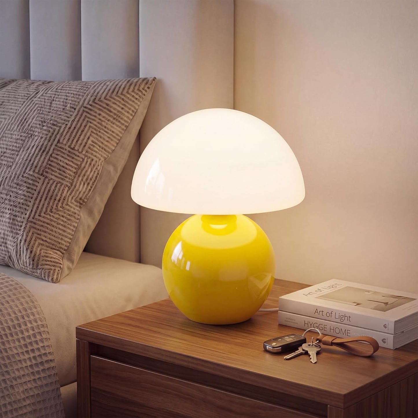 Table Lamp for Bedroom, Ice Crackle Bedside Lamp, Small Modern Nightstand Lamp for Living Room, Cute Mid Century Desk Lamp