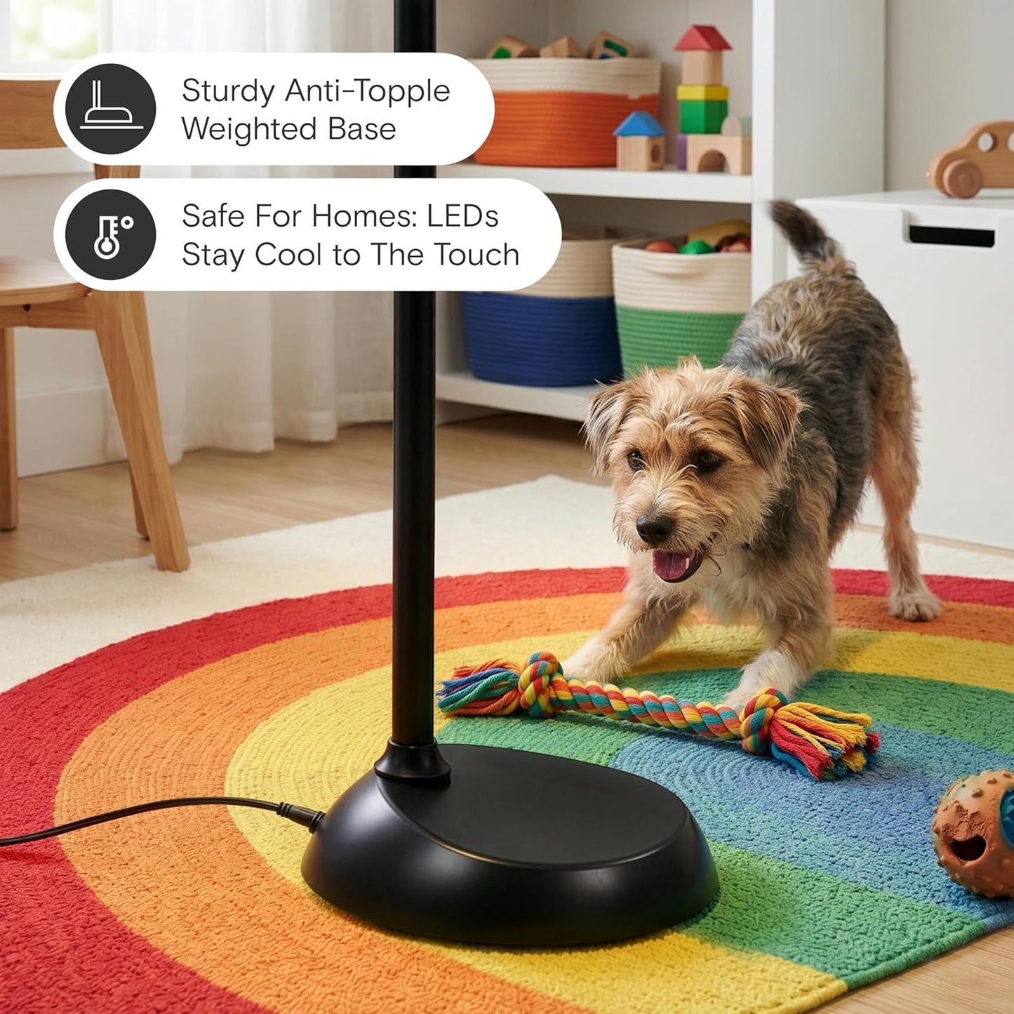 LED Floor Reading Lamp – Adjustable Gooseneck Standing Light for Reading, Crafts & Office, Black