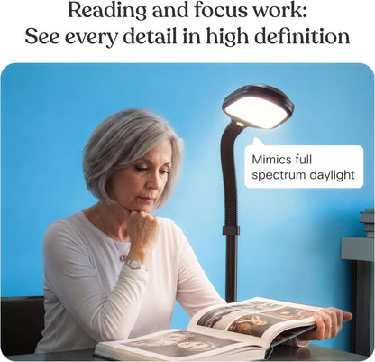 LED Floor Reading Lamp – Adjustable Gooseneck Standing Light for Reading, Crafts & Office, Black