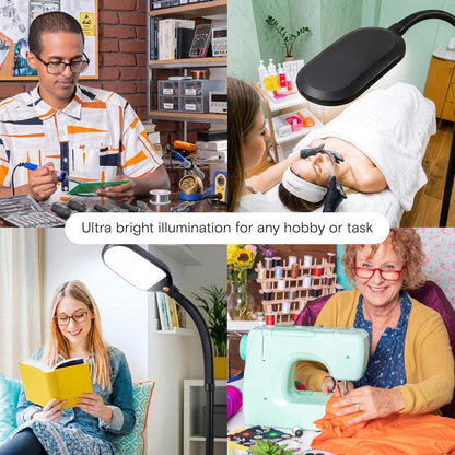 LED Floor Reading Lamp – Adjustable Gooseneck Standing Light for Reading, Crafts & Office, Black